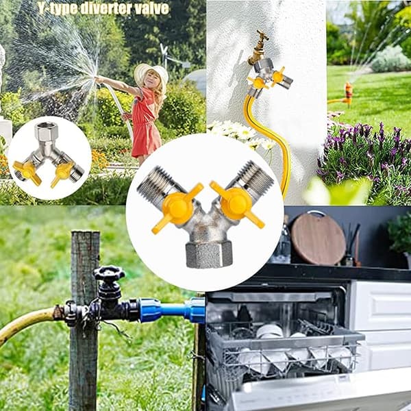 1/2\" Messing Y Bryterventil, 2-veis Kran Splitter Y-Distributør, Gassventil Splitter, Messing Slangesplitter, For Dusjhode, Dusjarm