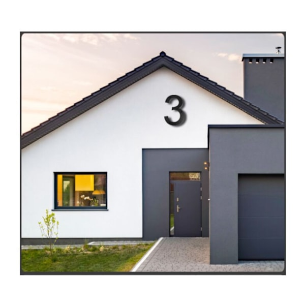12 tums husnummerskylt (8, Svart) Moderna dörrnummer Skylt Zinklegering Husadressnummer