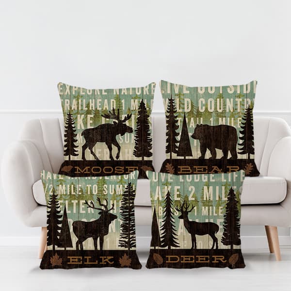 Set med 4 putetrekk 45 x 45 cm Polyester og lin dekorative
