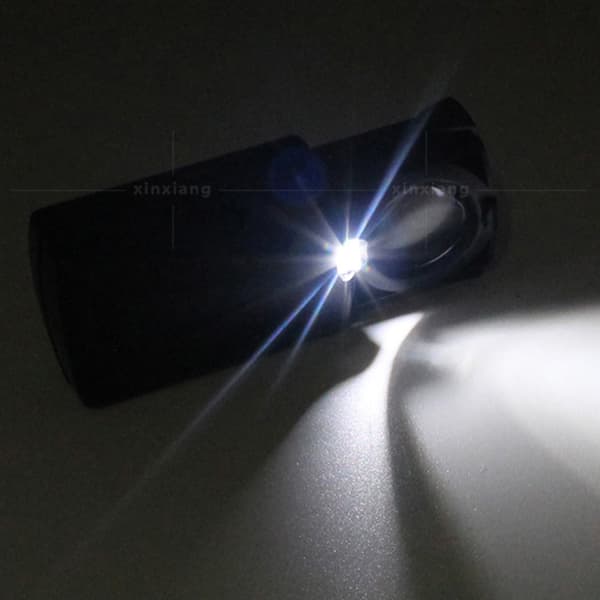 LED-upplyst Retractable Mini Förstoringsglas, med 30X 60X Lense