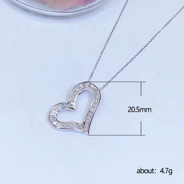 Elegant Cubic Zirconia Hjerte Sølv Halskæde Vedhæng Bryllup Kvinder Smykker, 1stk