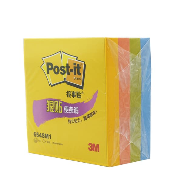 Super Sticky Post-it Notes, Karnevalsfarger, 76mm x76mm, 90 ark