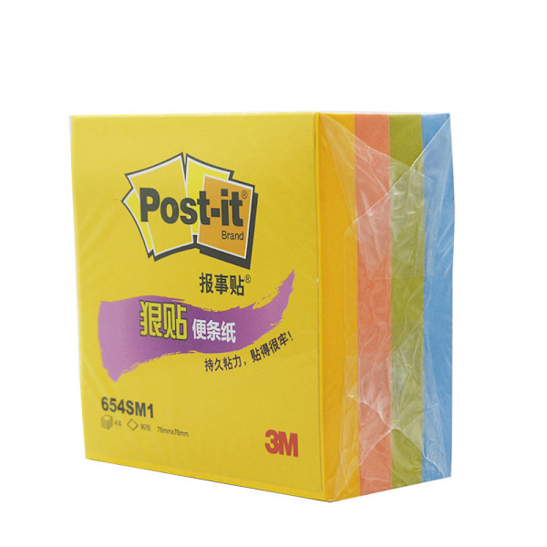 Super Sticky Post-it Notes, Karnevalsfarver, 76mm x 76mm, 90 ark