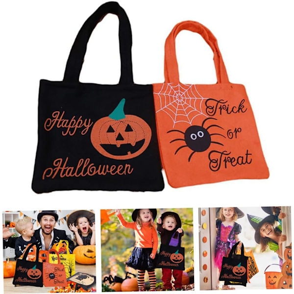 Halloween-aiheinen lahjapussi, pieni kangaskassi, karkkipussi, 2 kahvalla