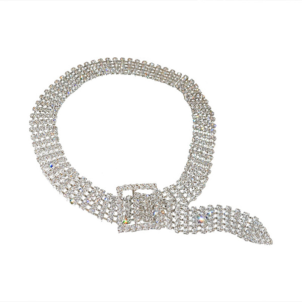 Rhinestone Choker Halskæde Sølv Diamant Stjerne Halskæder 4 Række Cr