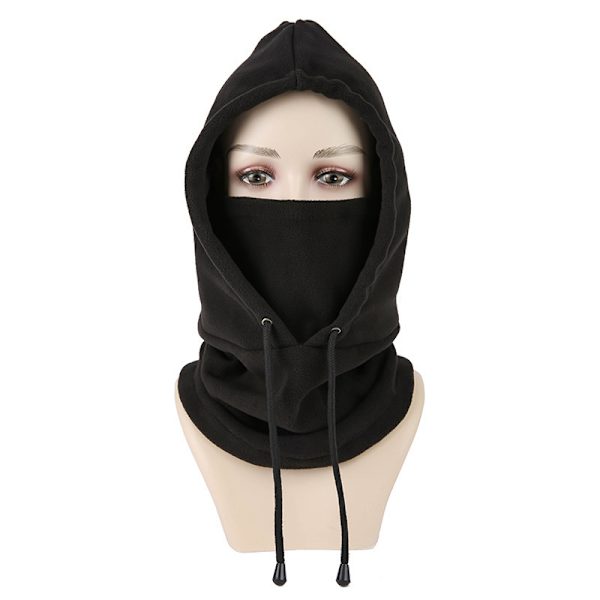 Multifunktionel Vinter Fleece Balaclava – Hat + Halsklæde + Halsvarmer til Mænd og Kvinder – Tøj til Ekstrem Kulde, Sort, One Size