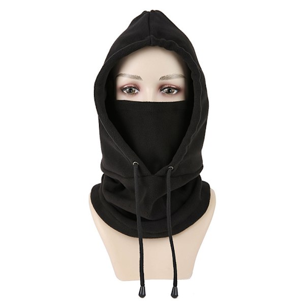 Multifunktionell Vinter Fleece Balaclava – Hatt + Halsduk + Halsvärmare för Män och Kvinnor – Kläder för Extrem Kyla, Svart, One Size