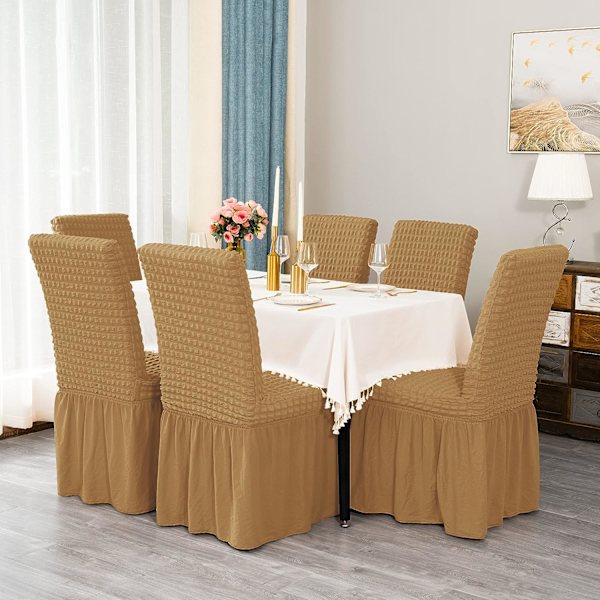 2 st Stretch Universal Stolsöverdrag med Kjol, Möbelskydd Överdrag Stolsöverdrag Set för Matsal Hotell Ceremoni Bankett Bröllopsfest