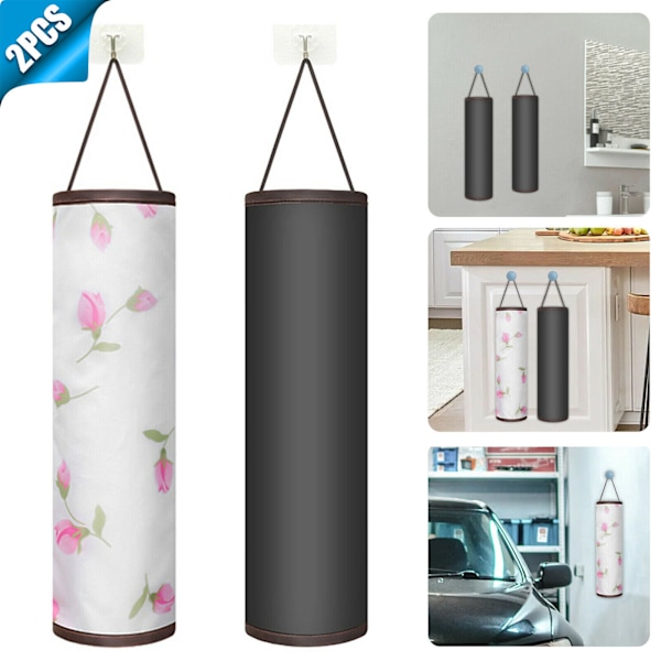 2 stk. Hjemmeposeholder Veggmontert Oppbevaringsdispenser Plast