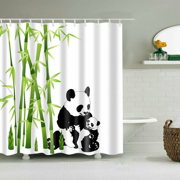 1 st Panda Bambu Tyg Duschdraperi Tyg Badrumsdekor, 180*