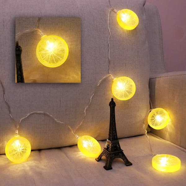 Citronformede Fe-lys, 3M 20 LED USB-lyskæde, til bryllup