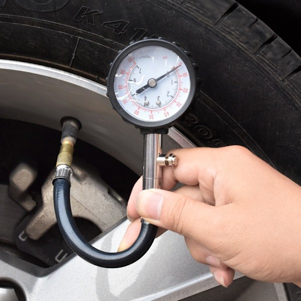Högprecisions Bärbar Däcktrycksmätare Lång Slang Manometer För Bil Motorcykel Urladdning