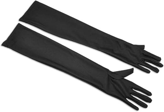 Dame Aftenhansker 54cm Lange Sorte Sateng Fingerhansker