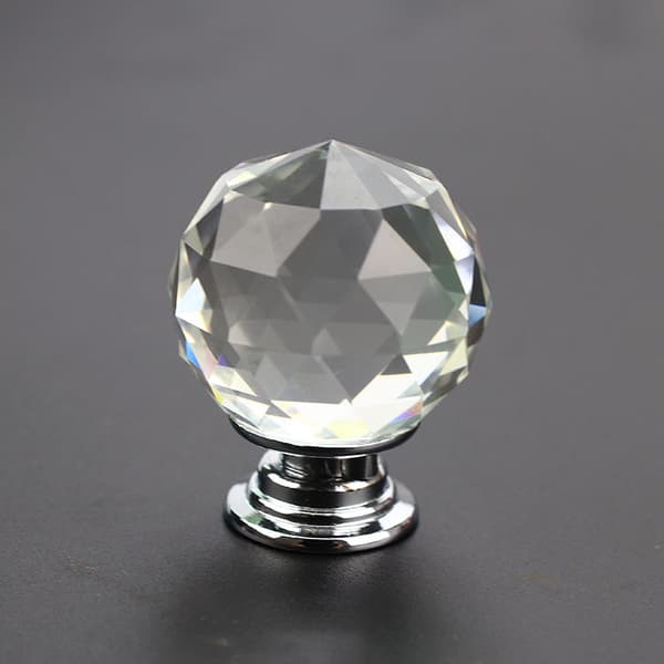 4 stk. Meuble Bouton Dørknap Skuffe Skab Møbelgreb Krystal Glas 30 mm Diameter Transparent