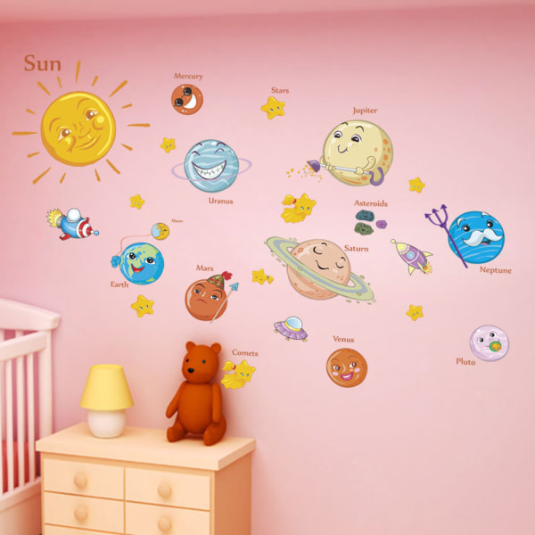 En set Wall Stickers, planets väggdekoration för vardagsrum o