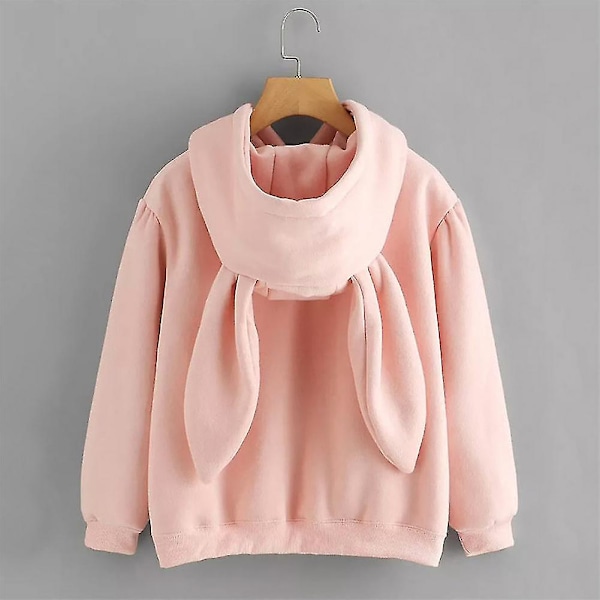 Bunny Hoodie   Flickor Hooded Pullover Långärmad Plysch Varm Vinter Kvinnor Turtleneck Jacka