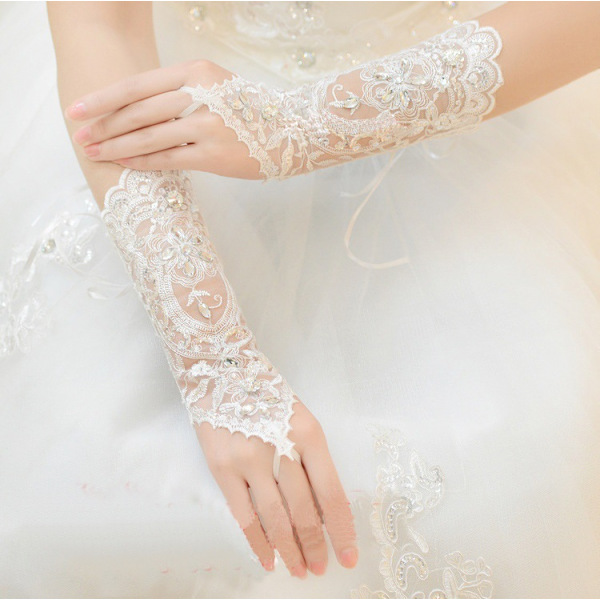 Elegante brudehansker/votter blonder strass fingerless pyntet