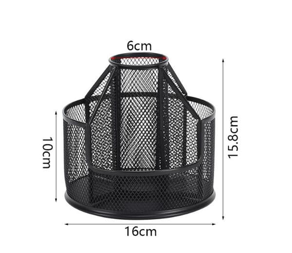 Kontor Opbevaring Mesh Multifunktionel Opbevaringspose Skrivebord, Sort，16*16*