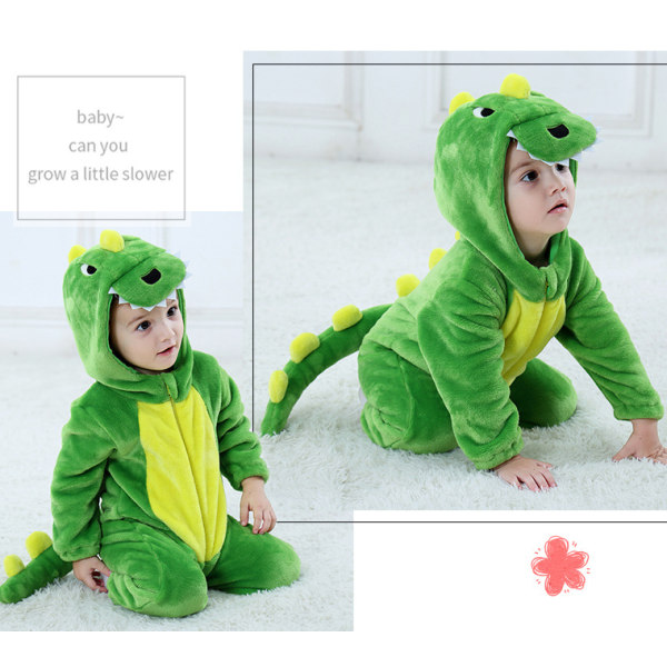 Enkellags dinosaur flanell romper jumpsuit