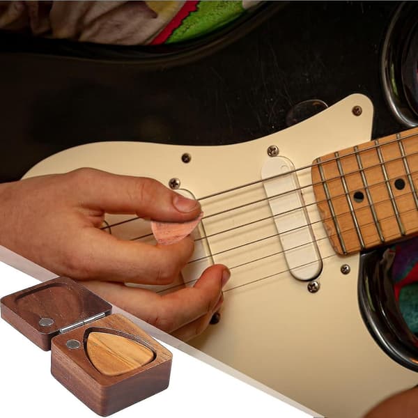 Trägitarrplock med fodral, robust gitarrplockhållare, elgitarrinlärningsverktyg, för strängar elgitarrer