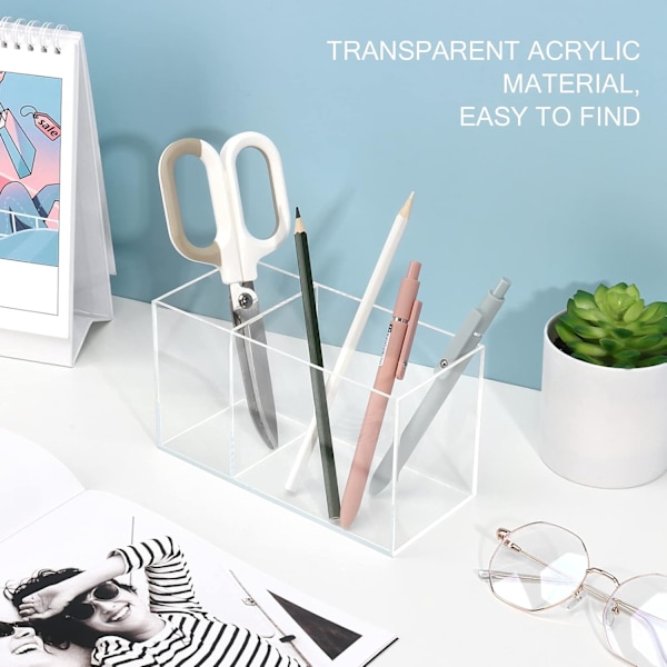 Klar Akryl Blyantholder | 3 Rum Akryl Penholder | Makeup Børste Opbevaring | Skrivebordsorganisator