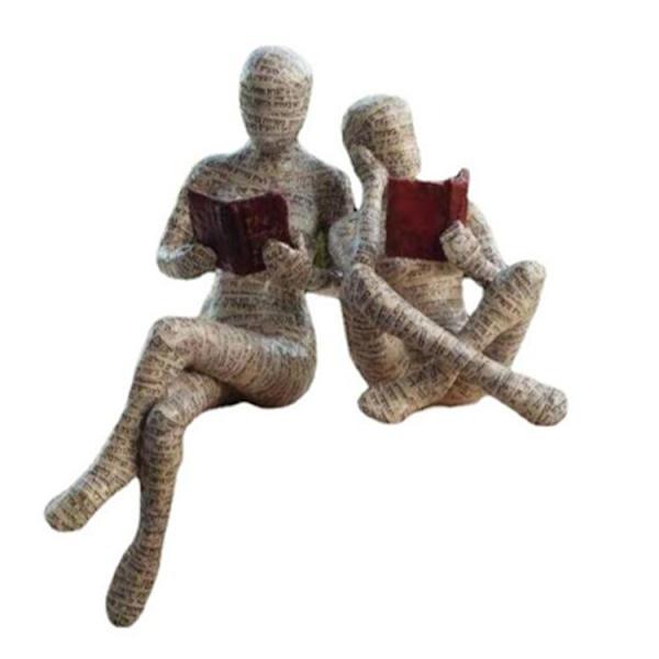 2022 Resin Yoga Pose Lady Reading Girl Figurines Circle Resin Sculpture Ornaments for Home, TV Cabinet, Office, Desktop, Bookshelf Decor-2pack