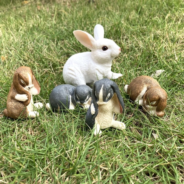 Set med 5 kanindekorationer, små söta kaninskulpturer inomhus Ou