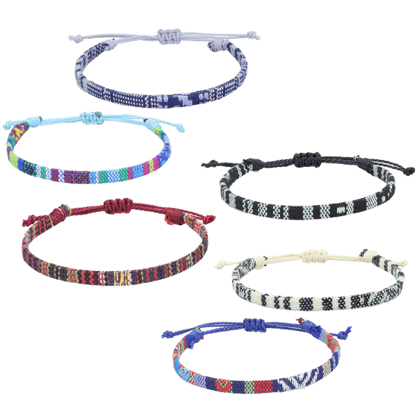 12 flettede hippie-armbånd til teenagepiger, justerbar pige flettet snor venskab armbånd til kvinder