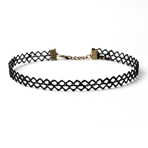 Svart choker set sammet choker halsband spets tatuering choker tofs