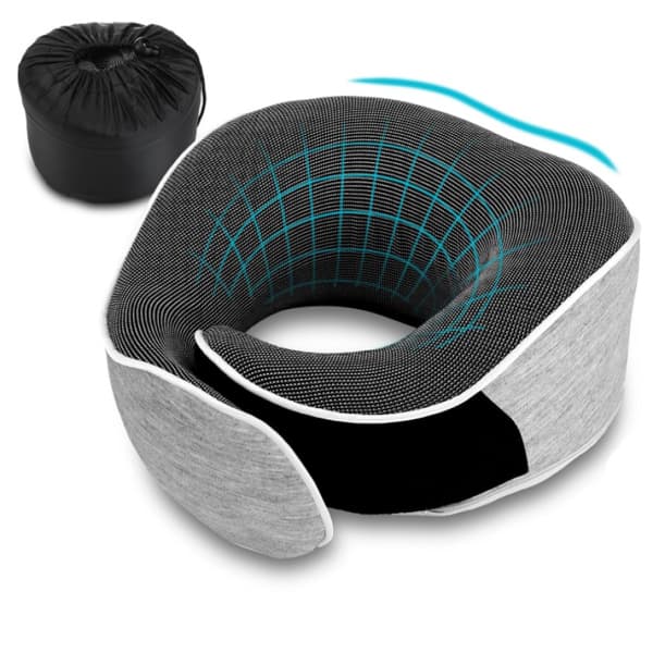 Reisepute i Memory Foam, Egnet for Fly og Tog (Lysegrå)