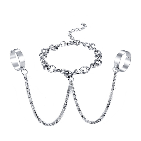 Armbånd med fingerring sommerfugl led håndledskæde kvinder charms
