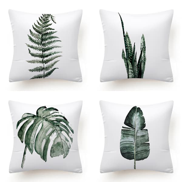 Set med 4 kuddfodral 45 x 45 cm växtmönster dekorativa