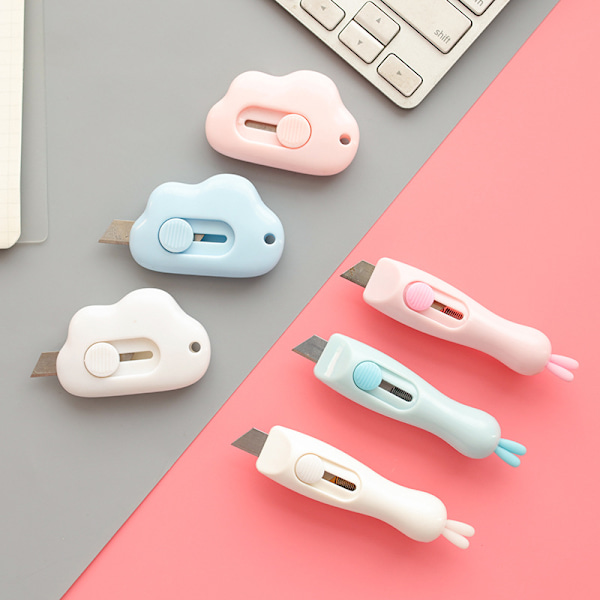 2 stk. mini-papircutter, mini-cutter til højre eller venstre hånd, nøglering-papircutter, magnetisk fingervenlig og sikker pakkeåbner