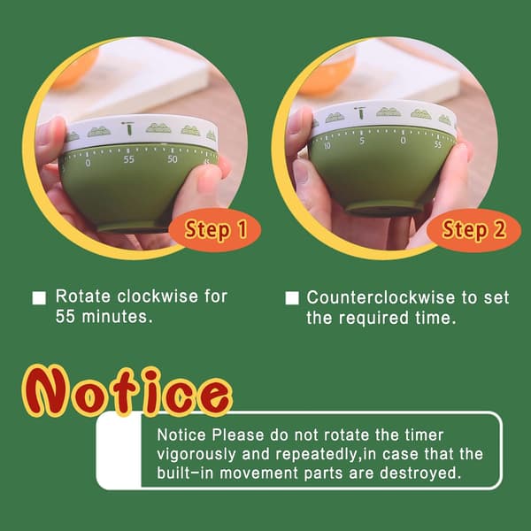2 Pack Cute Kitchen Timer,100% Mechanical Egg Timer (Noodles)