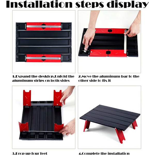 Fällbart bord, bärbart fällbart campingbord, strandbord, kompakt multifunktionsbord, aluminium bordsskiva, lämplig för utomhusbruk, camping, stapling, grillning, strand