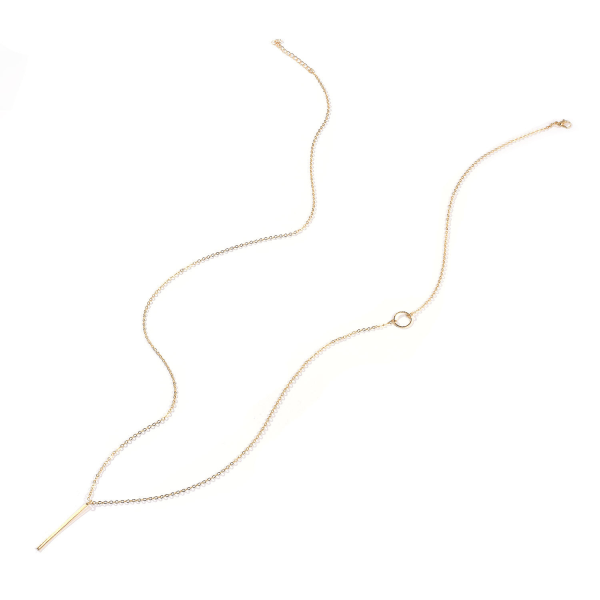Långt hänge Halsband gyllene Bar Halsband Smycken Y-Chain Circle