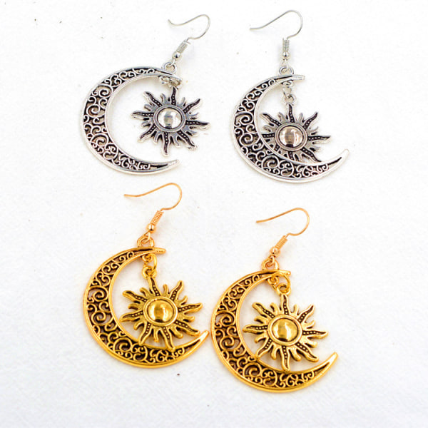 Silver Sun And Moon Halsband Mode Halsband Celestial Halsband