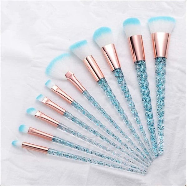10 Spiral Makeup Borstar, Löst Puder Ögonbrynsborste, Makeup Borste Set Blå