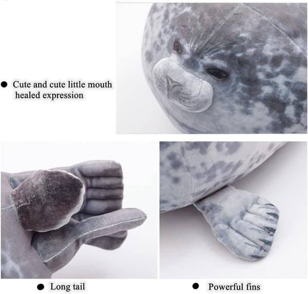 Plushkudde med tjock sälsdesign i bomull, storlek S