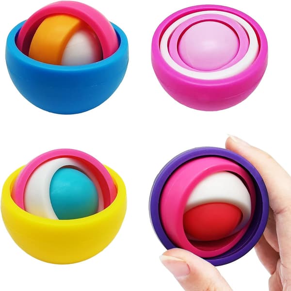 4 Pakke Nye Fidget Sensoriske Leker, Uendelig Flip Morsom Spinner 3D Ball