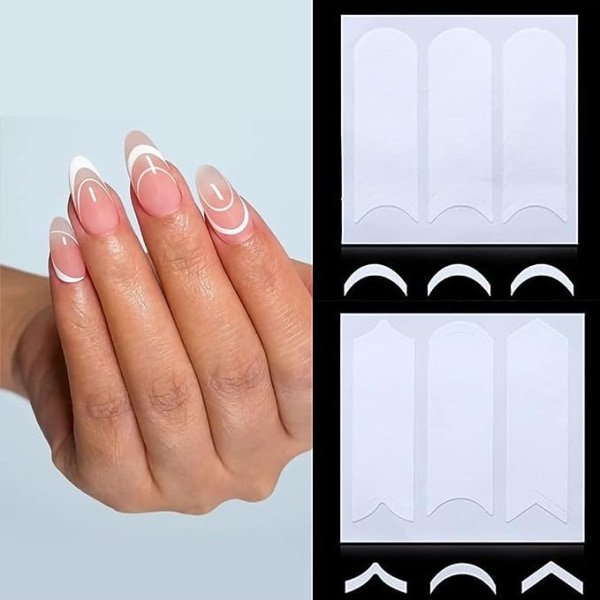 Fransk manikyr Nail Art Stickers, Wave Smile Circle Designs självhäftande nagel