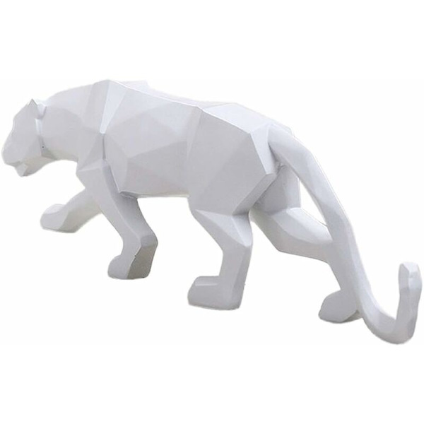 Vit Svart Panter Skulptur Prydnader Skulptur Geometrisk Harts