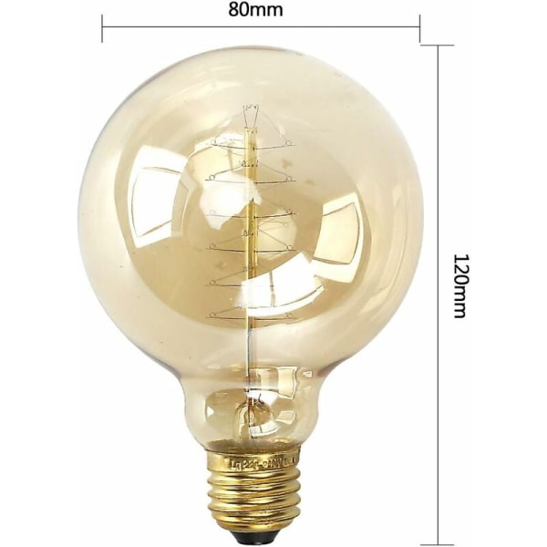 Vintage E27-lampa, trådlampa retro antik 220-240V stor glödlampa 40W Edison Glo