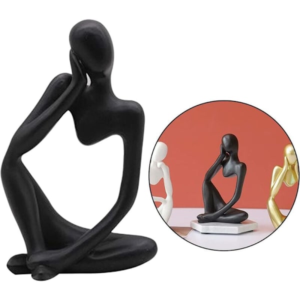 Tänkaren staty, harts tänkare abstrakt skulptur staty modern karaktär figurer heminredning kontor skrivbord prydnad födelsedagspresenter svart vänster
