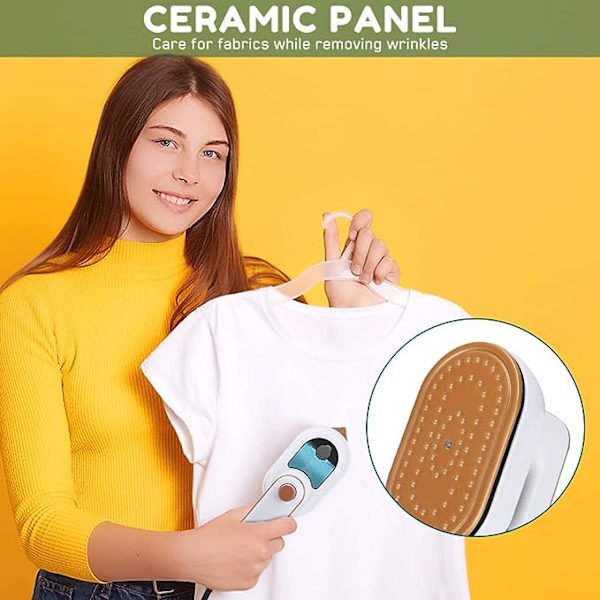 Bärbar handhållen strykjärn, Mini handhållen ångstrykjärn för kläder, 180° roterbar reseångstrykjärn, Mini strykmaskin stödjer torr och våt strykning (vit)