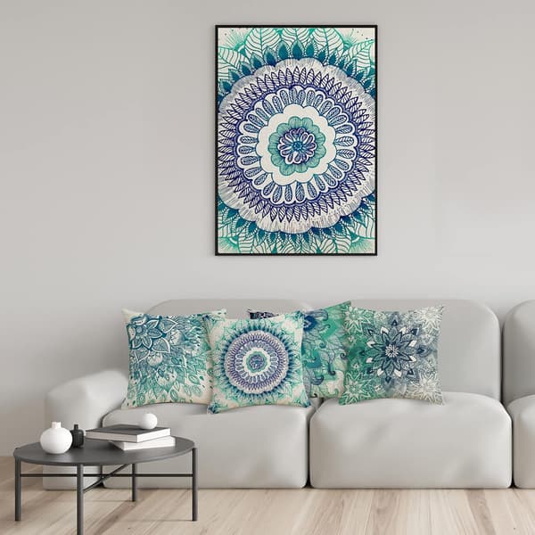 Set med 4 kuddfodral 45x45cm, bohemisk mandala etnisk stil lin