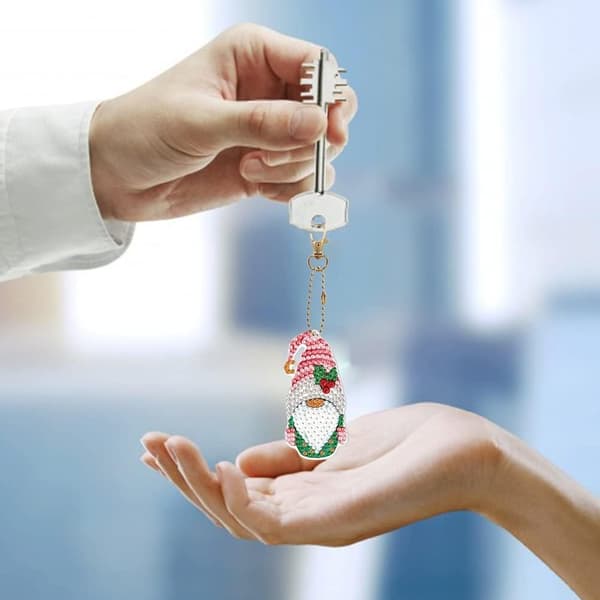 4 st 5D jul diamantmålning DIY nyckelring dubbelsidig