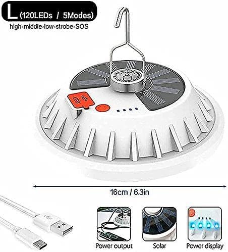 120 stk LED solcelle campinglys med fjernkontroll, USB-lading