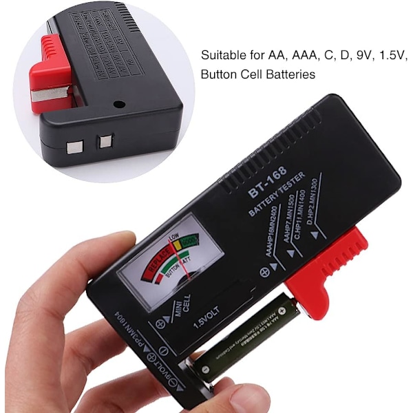BT-168 Universal Batteritestare, Analog Batteritestare Batterikontroll, Batterilivslängdstestare, för AA, AAA, C, D, 9V, 1.5V, Knappcellsbatterier