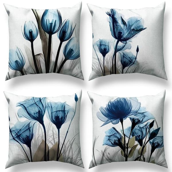 Set med 4 kuddfodral 45 x 45 cm Dekorativt vackert blommönster